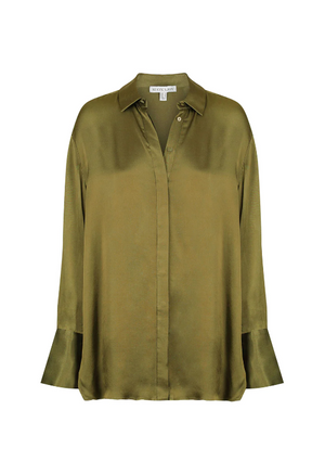 Shona Joy - Tuxedo Shirt - Green Olive