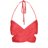 SHONA JOY - Lydie Ruched Cut Out Top - Poppy Red