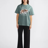 ENA PELLY - Jessie Oversized Tee Tigers Eye - Washed Dark Sage Green