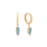 MURKANI - Baguette Drop Huggies - Blue Topaz