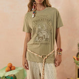 SPELL - Mermaid Truckstop Biker Tee - Khaki