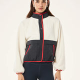 P.E NATION - Technique Quilt Jacket - Whisper White / Marine Blue
