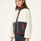 P.E NATION - Technique Quilt Jacket - Whisper White / Marine Blue