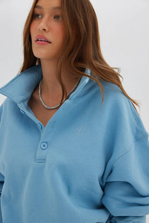 TOAST SOCIETY - Collared Polo Sweater - Blue