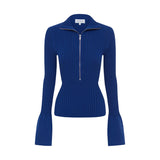 ROWIE - Travis Zip Knit Top - Cobalt