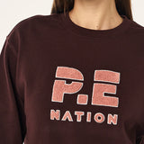 P.E NATION - Heads Up Boucle Sweat - Mahogany