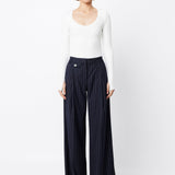 MOSSMAN - Vanderbilt Wide Leg Pant - Pinstripe