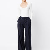 MOSSMAN - Vanderbilt Wide Leg Pant - Pinstripe