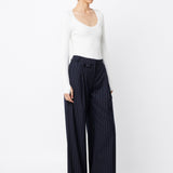 MOSSMAN - Vanderbilt Wide Leg Pant - Pinstripe