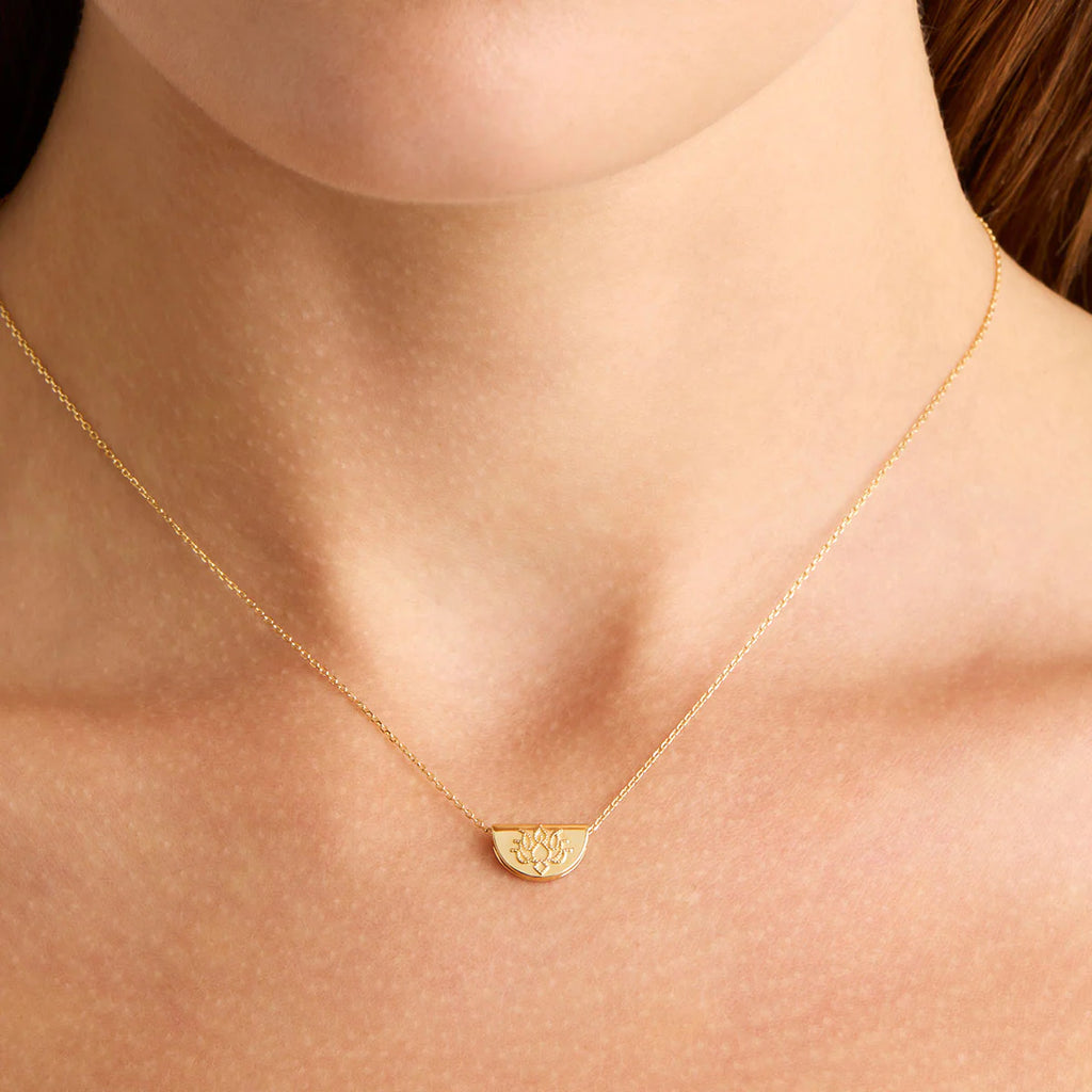 By Charlotte - 14K Mini Gold Lotus Necklace - Solid Gold