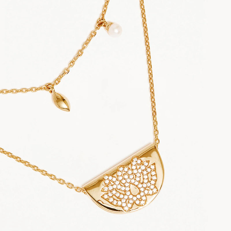 By Charlotte - Live in Peace Lotus Necklace - 18K Gold Vermeil