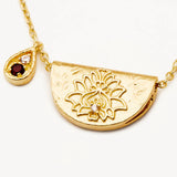 BY CHARLOTTE - Lotus Birthstone Necklace - January - Garnet | Gold