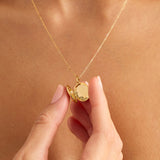 By Charlotte - Rounded Lotus Locket Pendant - Gold