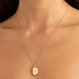 By Charlotte - Rectangular Lotus Locket Pendant - Gold