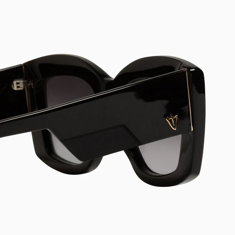 Valley Eyewear - COLTRANE - Gloss Black w. Gold Metal Trim / Black Lens