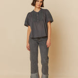 INDI & COLD - Embroidered Voile Blouse - Carbon