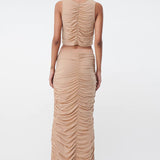 SUBOO - Dali Wrap Ruched Maxi Skirt - Nude