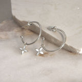 MURKANI - Medium Clover Hoops - Silver