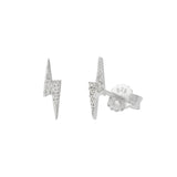 MURKANI - Lightning Bolt Studs - White Topaz/Silver