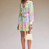 Suboo - Splice Keyhole Mini Shirt Dress - Multi