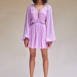 SUBOO - Vela Sheer Long Sleeve Dress - Lilac