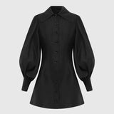 LEO LIN - The Fields Linen Mini Dress - Black