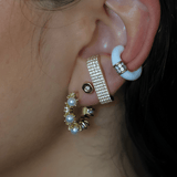 F & H - Disco Lobe Earring Brass + 18k Gold + White Corundum