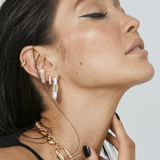 F & H - Disco Lobe Earring Brass + 18k Gold + White Corundum