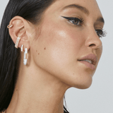 F & H - Disco Lobe Earring Brass + 18k Gold + White Corundum