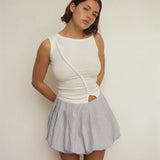 COMMONPLACE ESSENTIALS - Asymmetrical Pearl Tank - Natural