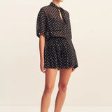 SHONA JOY - Houston Tiered Mini Skirt - Noir Polka