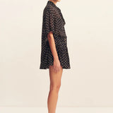 SHONA JOY - Houston Tiered Mini Skirt - Noir Polka