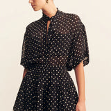SHONA JOY - Houston Tiered Mini Skirt - Noir Polka