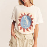 SHONA JOY - Eclipse Boyfriend  Oversized T Shirt - Ivory/Multi
