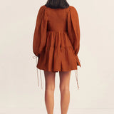 SHONA JOY - Celeste Long Sleeve Mini Dress - Rust