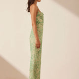 Shona Joy - Belvedere Lace Back Bias Maxi - Tree Green / Multi