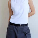 COMMONPLACE ESSENTIALS - Millie Double Layer Tank - White / White