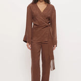 MON RENN - Imprint Kimono Top - Nutmeg