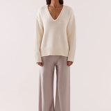 SOVERE / - Lane Plunge Sweater - Cream