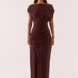 SOVERE / - Ada Off Shoulder Dress - Chocolate