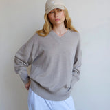 COMMONPLACE ESSENTIALS - Washington Merino V-Neck - Beige