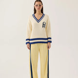 ARAMINTA JAMES - A.J V-Neck Knit Sweater - Coconut