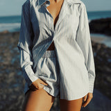 COMMONPLACE ESSENTIALS - Good Days Boxer Short - Blue / White Stripe