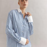 CAITLIN CRISP - Varsity Shirt - Denim Stripe