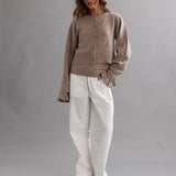 CAITLIN CRISP - Frilly Crop Cardi - Walnut