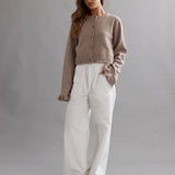 CAITLIN CRISP - Frilly Crop Cardi - Walnut