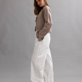 CAITLIN CRISP - Frilly Crop Cardi - Walnut