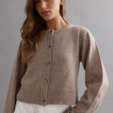 CAITLIN CRISP - Frilly Crop Cardi - Walnut