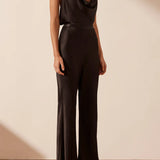 SHONA JOY - Flared Bias Cut Pant - Black