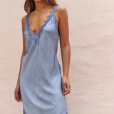 CHARLI - Solange Slip Dress - Washed Blue